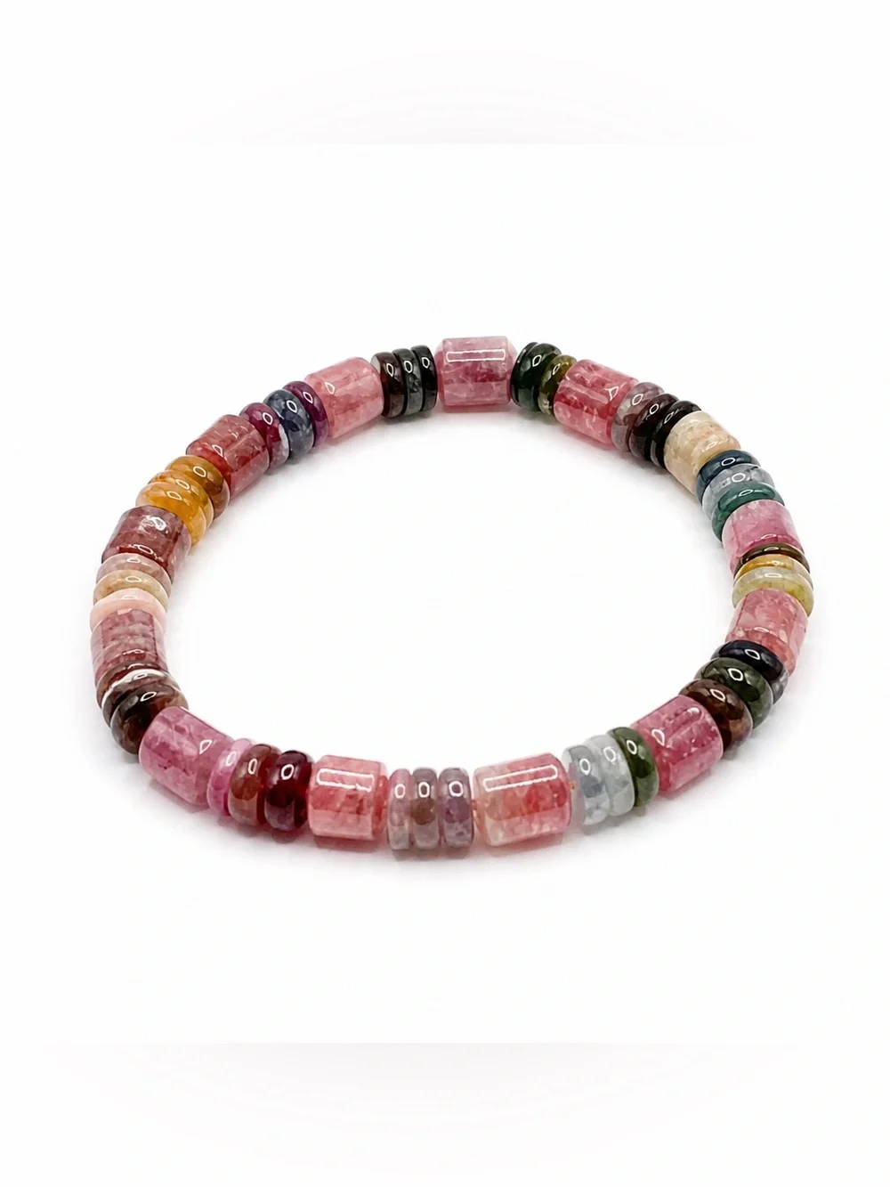 Multicolor natural Tourmaline Beaded Stretch Bracelet